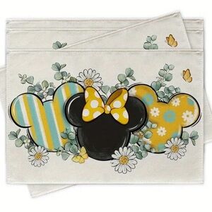 New Set: 4 Spring Summer Daisy Theme Disney Minnie Mouse Mickey Mouse Placemats